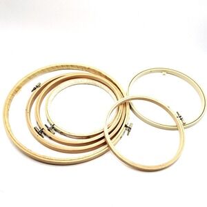 Vintage Embroidery Hoops Lot Wood Plastic Mixed Sizes Needlepoint Craft Frames